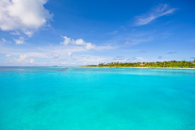 Idyllic tropical beach with white sand and perfect turquoise water