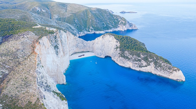 Idyllic view of beautiful Navagio Beach on Zakynthos Island in Greece