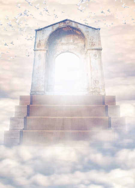 If you reach it youve made it Shot of a stairway and door leading to Heaven