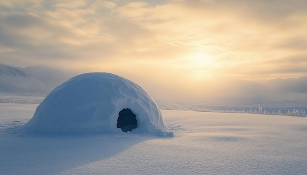 Photo an igloo covered with snow beautiful background