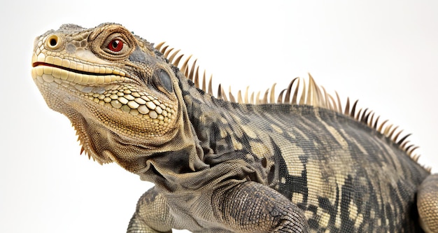 Iguana isolated on white background Close up Studio shot