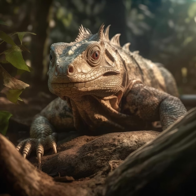 Iguana in natural habitat generative AI