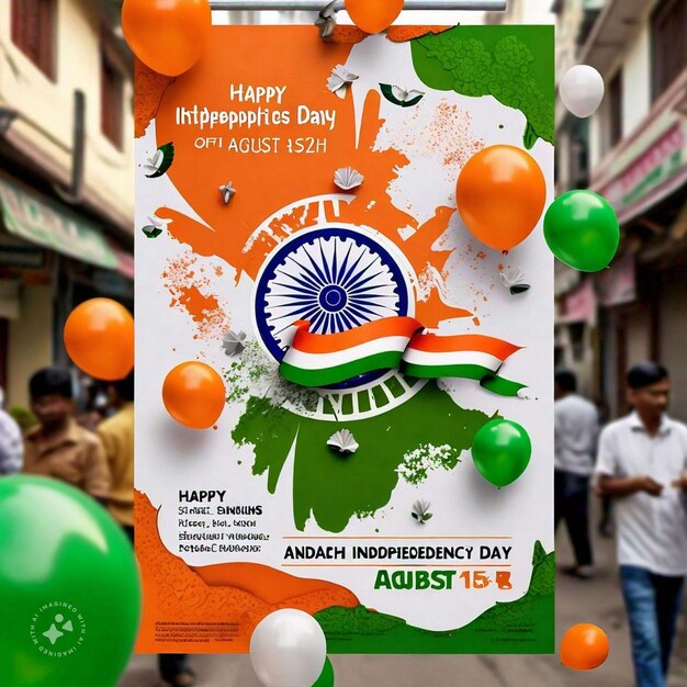 Photo iindia independence day flyer design with balloons