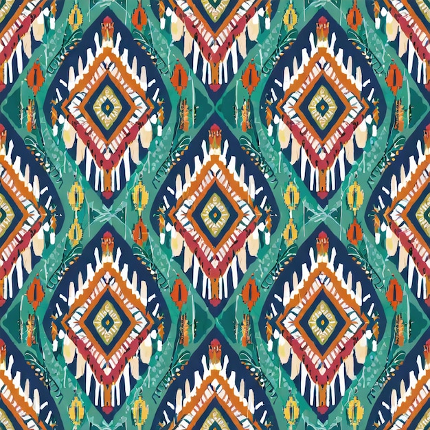 Photo ikat ethnic abstract beautiful art ikat seamless pattern in tribal folk embroidery