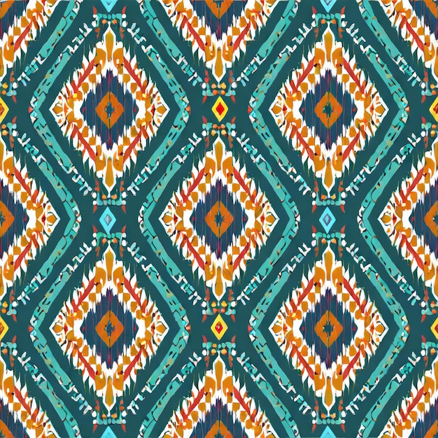 Photo ikat ethnic abstract beautiful art ikat seamless pattern in tribal folk embroidery