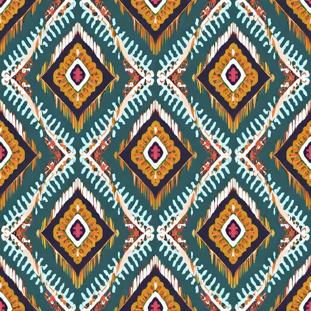 Photo ikat geometric ethnic oriental seamless pattern design ikat fabric for textile ethnic native pattern motif embroidery ikat style