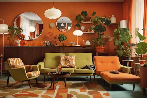 Photo ikea 60s living room interior