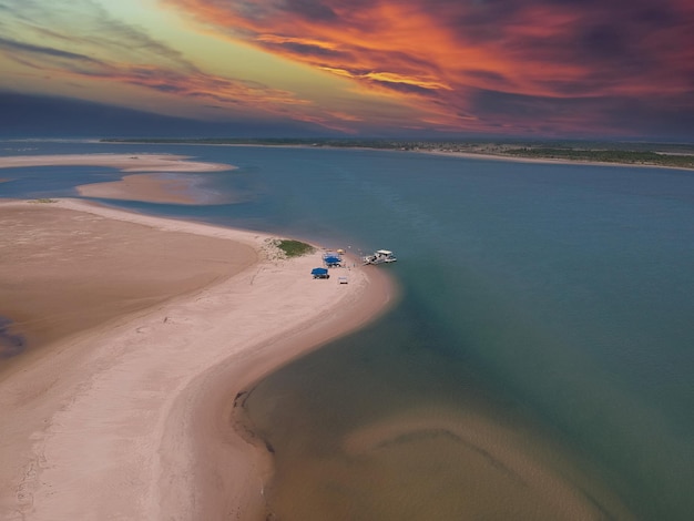 Ilha dos Namorados. Beautiful tourist desert island in Aracaju, Sergipe, Brazil. Aerial view