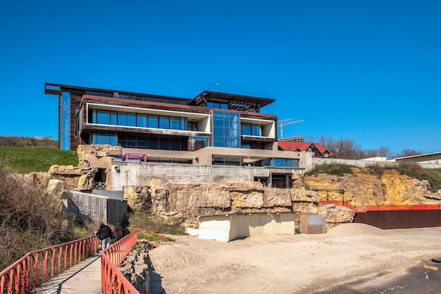 Illegal building at the very edge of the sea in Odessa Ukraine