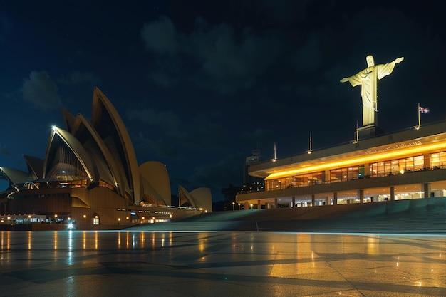 Illuminate the Sydney Opera House and Christ the R generative ai