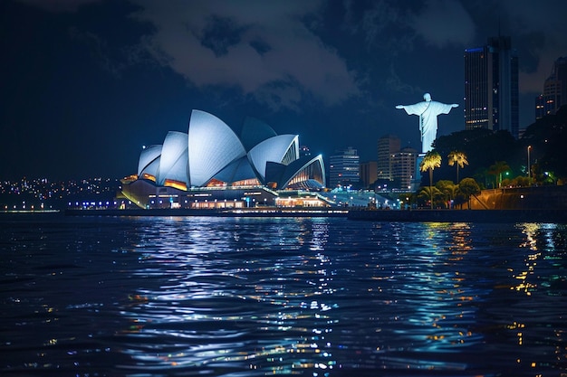 Illuminate the Sydney Opera House and Christ the R generative ai