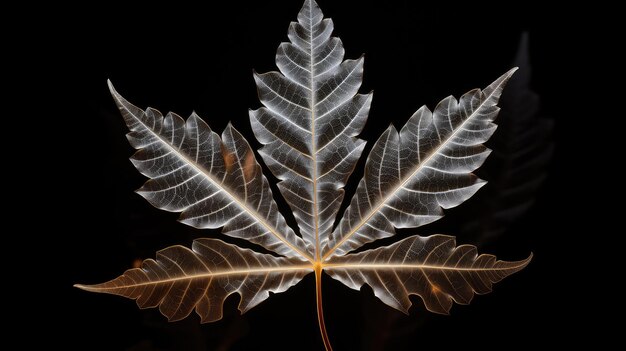 Photo illuminated cannabis leaf transparent