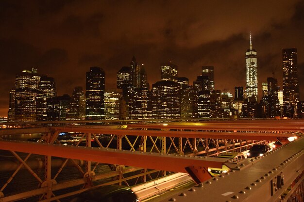 Illuminated city at night