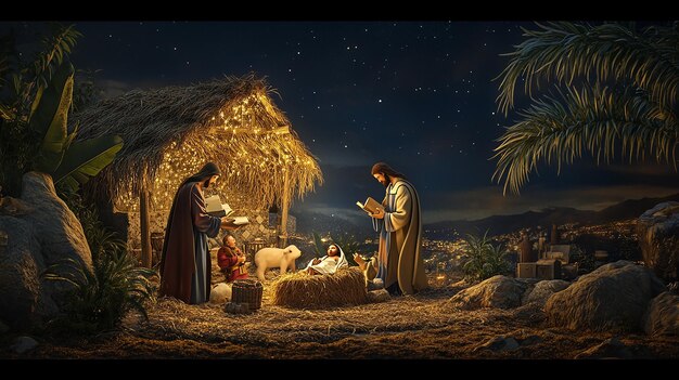 Photo illuminated imagery symbolizing the birth of jesus