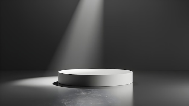 Illuminated Minimalist Podium in Dark Studio for HighEnd Product Showcase