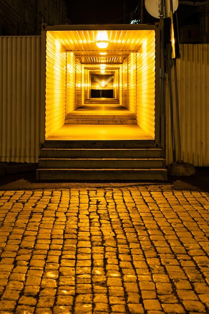 Illuminated pedestrian crossing in night