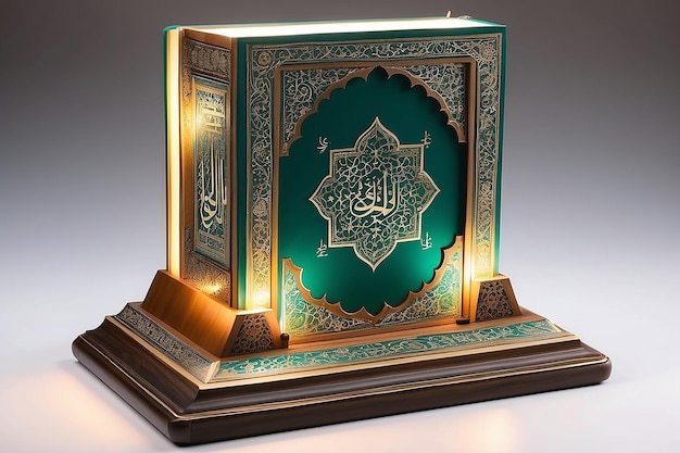 Photo illuminated quran stand sacred book display