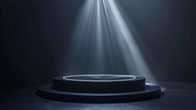 Illuminated Round Podium Stage Spotlight Beam Image