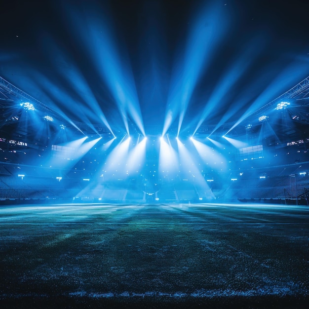 Photo illuminated stadium with blue lights