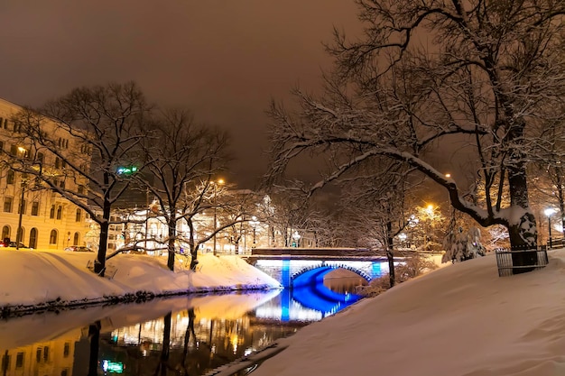 Illuminated street in the city Christmas decorations in the old town Riga Latvia