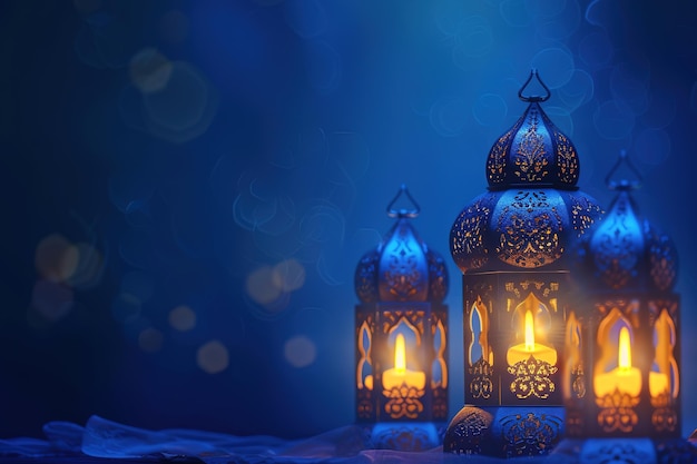 Illuminated traditional lanterns symbolizing Islamic celebration