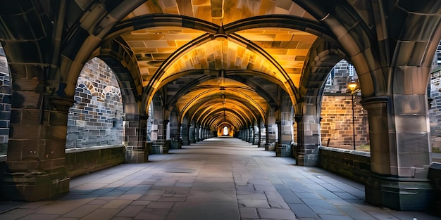 Illuminated Undercroft at Glasgow University Concept Architecture Night Photography Historical Buildings Urban Landscapes Academic Institutions