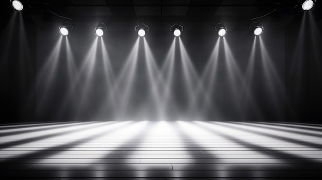 Illuminated white stage with spotlight