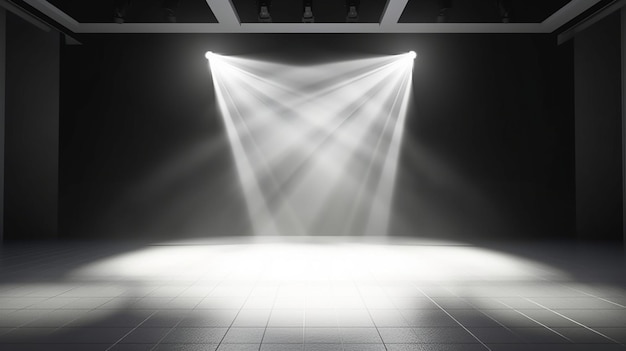 Illuminated white stage with spotlight