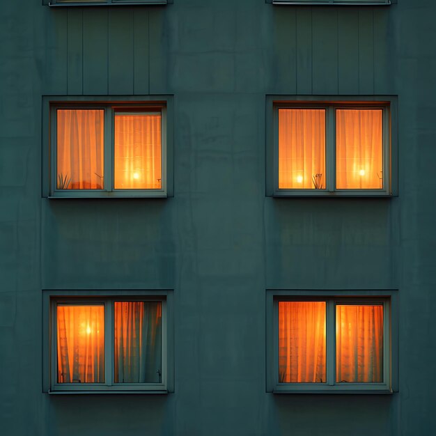 Photo illuminated windows a glimpse into urban life