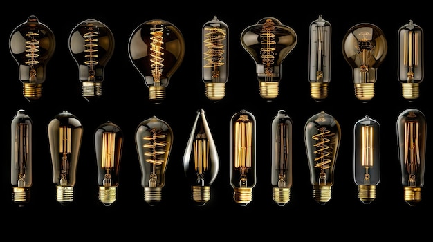 Photo illuminating diversity a multitude of light bulbs in various shapes and sizes