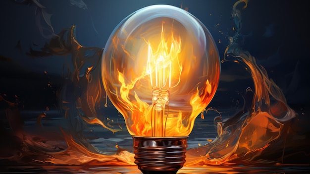 Illuminating Ideas Icon of Creative Thinking with Lightbulb and Brush Strokes