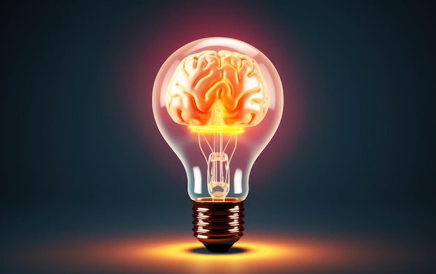 An illuminating image depicting a human brain inside a light bulb