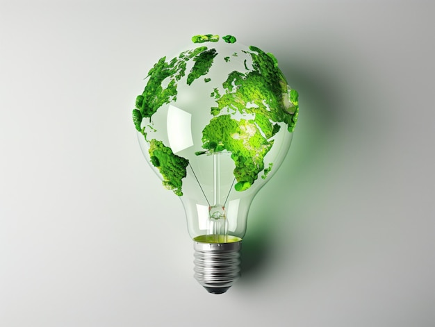 Illuminating Sustainability A conceptual image showcasing a light bulb in the shape of the Earth