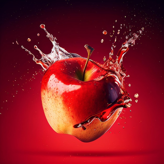 Illustation of apple with a water splash