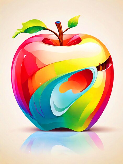 Illustrasion of a apple with a side view vibrant colors white background white out