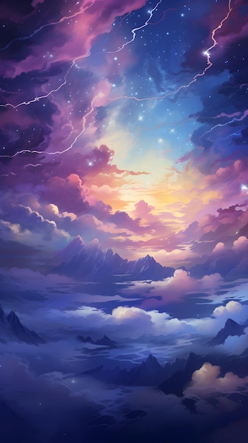 Illustrate the abstract beauty of the celestial sky incorporating elements