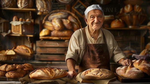 Illustrate Bakery Owner Proudly Displaying Fresh Pastries