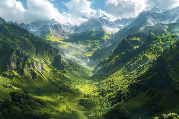 Illustrate a collage of beautiful valleys