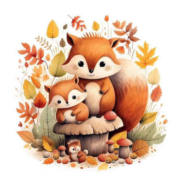 Illustrate Cute Woodland Creatures Like Foxes Squirrels