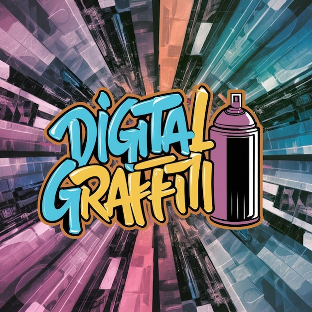 Photo illustrate digital graffiti art with bold vibrant colors dynamic typography and streetinspired elements