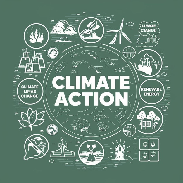 Photo illustrate the importance of taking action against climate change with symbols