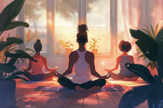 Illustrate the moment a yoga teacher leads student generative ai