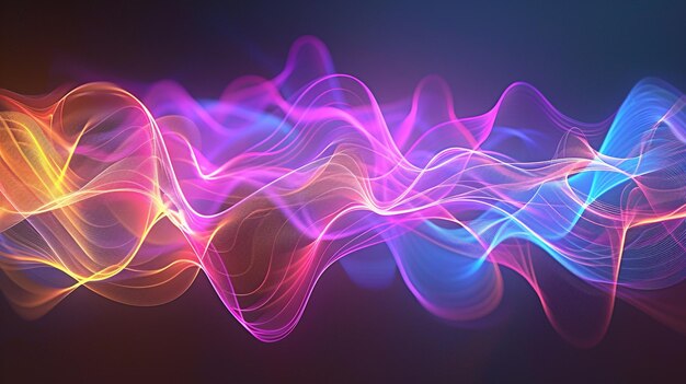 Illustrate the rhythmic vibration of sound waves in a colorful dynamic wave formation