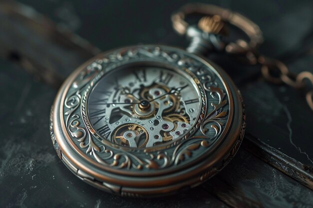 Illustrate a steampunk pocket watch with intricate generative ai