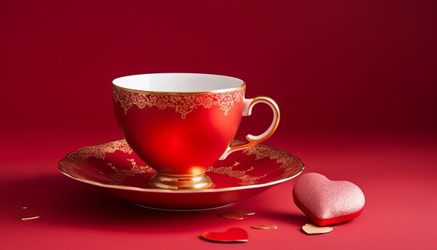 Illustrate a teacup as a decorative goblet filled with hearts and a basket brimming with heart shaped tea bags or love themed gifts Leave space for a warm Valentine39s note