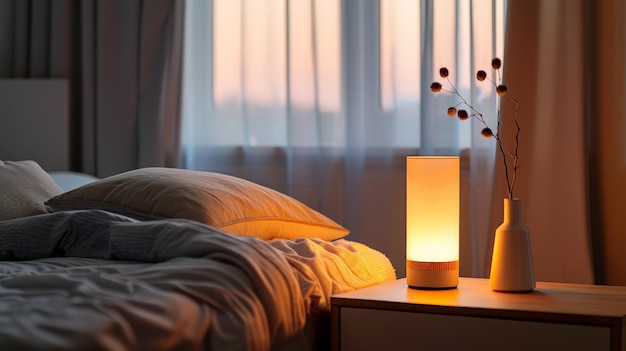 Illustrate a touchsensitive bedside lamp with adjustable brightness levels providing convenient and customizable lighting