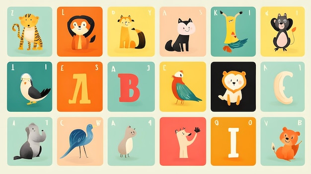 Photo illustrated animal alphabet flashcards with letters and images