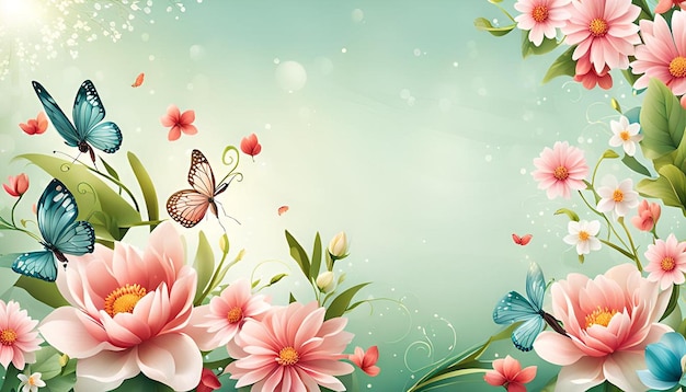 Photo illustrated floral spring background