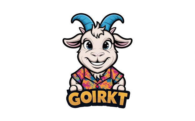 Photo illustrated goat logo mascot character sticker design