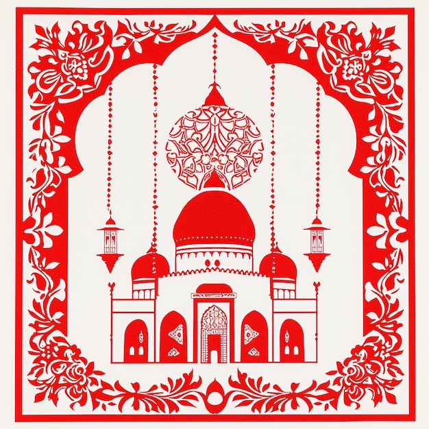 illustrated mosque design muslim mockup ramadan